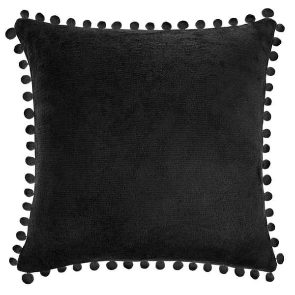 Pompie dekorativt örngott 40x40 svart med pompoms