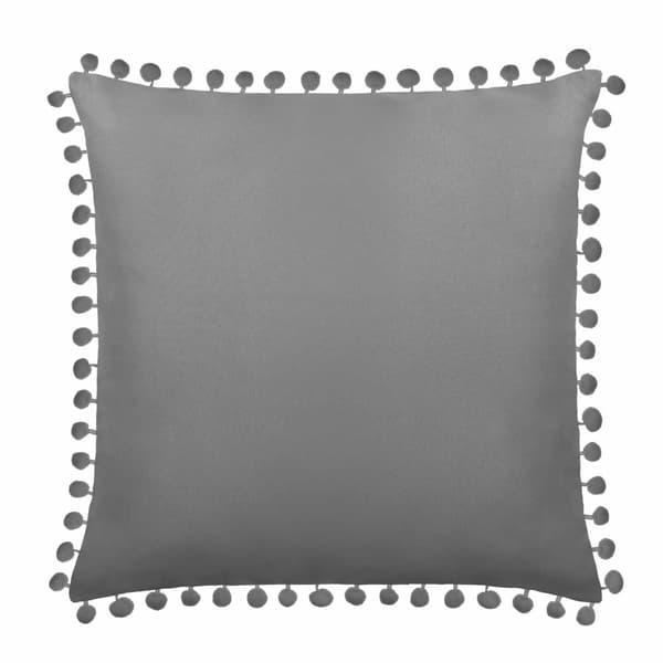 FLUFFIG dekorativt örngott 45x45 grafit med pompoms