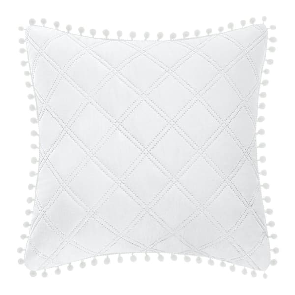 POMPOO dekorativt örngott 45x45 vit med pompoms
