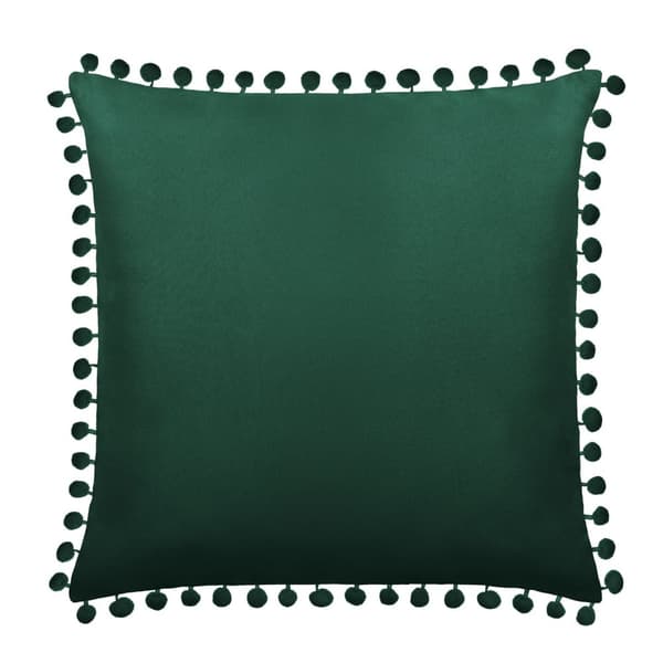 FLUFFY koristeellinen tyynyliina 45x45 pullonvihreä pomponeilla
