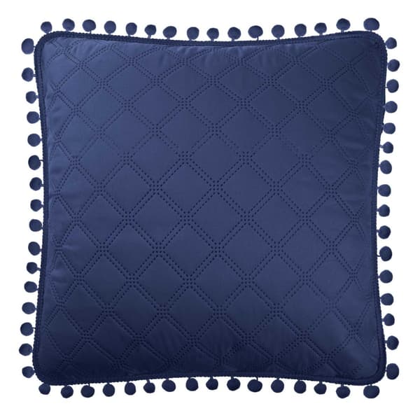 POMPOO dekorativt örngott 45x45 marinblått med pompoms