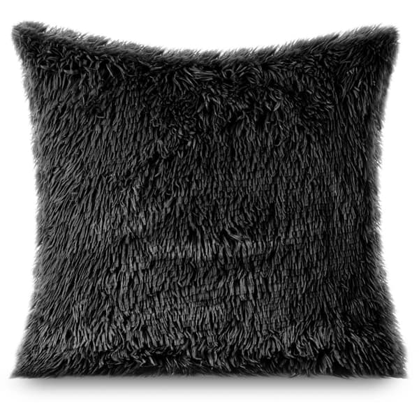Koristeellinen tyynyliina YETI 40x40 takkuinen turkisrakenne musta