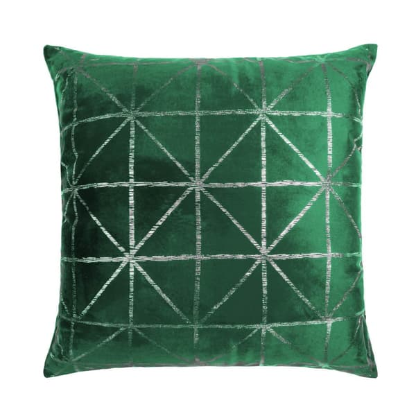 Koristeellinen tyynyliina GLOSSY 45x45 samettipullo vihreä geometria
