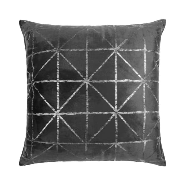 Dekorativt pudebetræk GLOSSY 45x45 fløjlsgrafitgeometri
