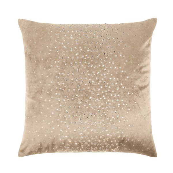 Dekorativt örngott SHINY 45x45 sammetsbeige med kristaller