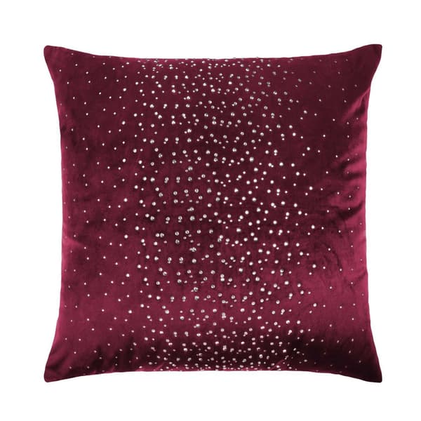 Koristeellinen tyynyliina SHINY 45x45 samettinen viininpunainen kristalleilla