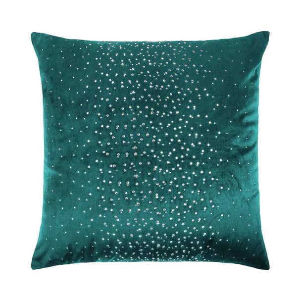 Koristeellinen tyynyliina SHINY 45x45 sametti tumma turkoosi kristalleilla