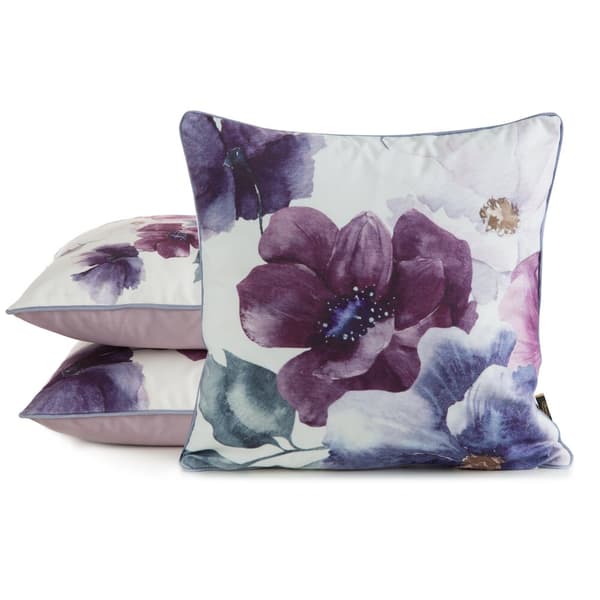 Koristeellinen tyynyliina VELVET 45x45 Eurofirany violetti kerma kukilla