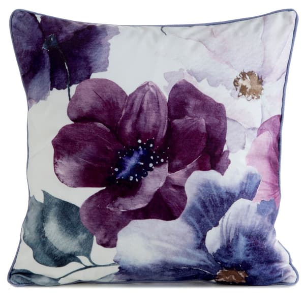 Koristeellinen tyynyliina VELVET 45x45 Eurofirany violetti kerma kukilla