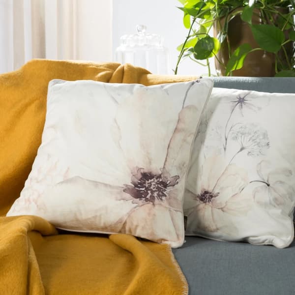 Dekorativt örngott SAMMET 45x45 Eurofirany beige kräm, stor snygg blomma