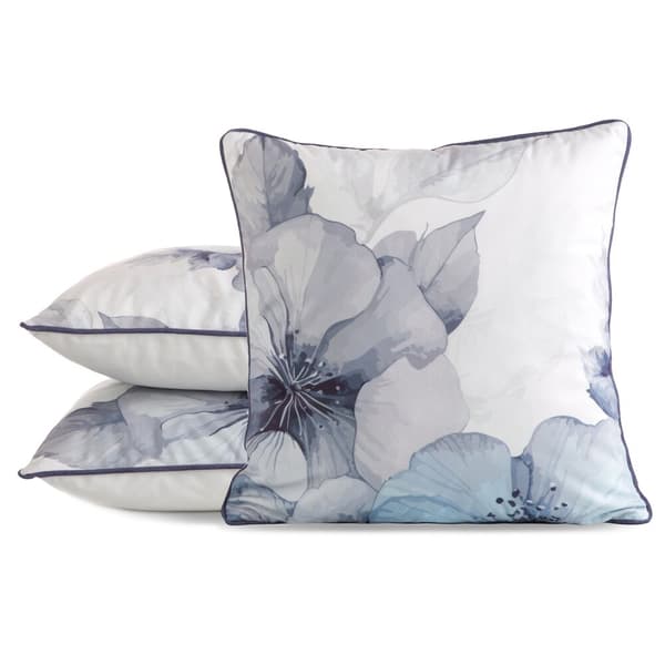 Koristeellinen tyynyliina VELVET 45x45 Eurofirany sininen kerma kukilla