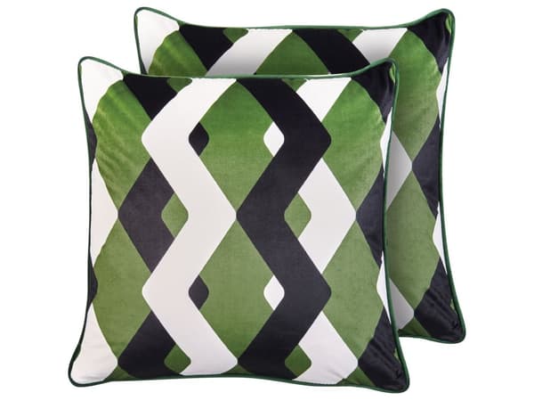 Havepuder Multifarvet Polyester 45 x 45 cm Udendørs Puder Vandtætte Hynder ZigZag Pudesæt til Terrasse Udepuder Vandafvisende Havehynder