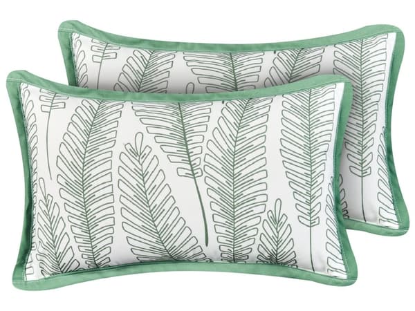 Havepuder Grøn Polyester 30 x 50 cm Udendørs Puder Aflang Vandtætte Hynder Mønstede Pudesæt til Terrasse Udepuder Havehynder