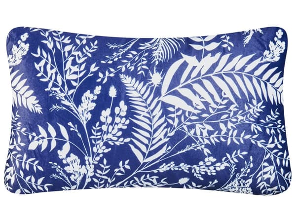 Havepuder Blå Polyester 30 x 50 cm Udendørs Puder Aflang Vandtætte Hynder Blomstrede Pudesæt til Terrasse Udepuder Vandafvisende Havehynder