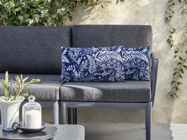 Havepuder Blå Polyester 30 x 50 cm Udendørs Puder Aflang Vandtætte Hynder Blomstrede Pudesæt til Terrasse Udepuder Vandafvisende Havehynder