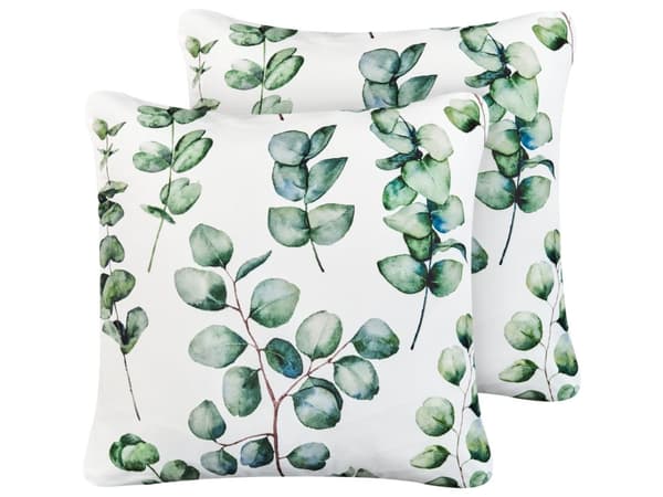 Havepuder Grøn Polyester 45 x 45 cm Udendørs Puder Vandtætte Hynder Mønstrede Pudesæt til Terrasse Udepuder Vandafvisende Havehynder