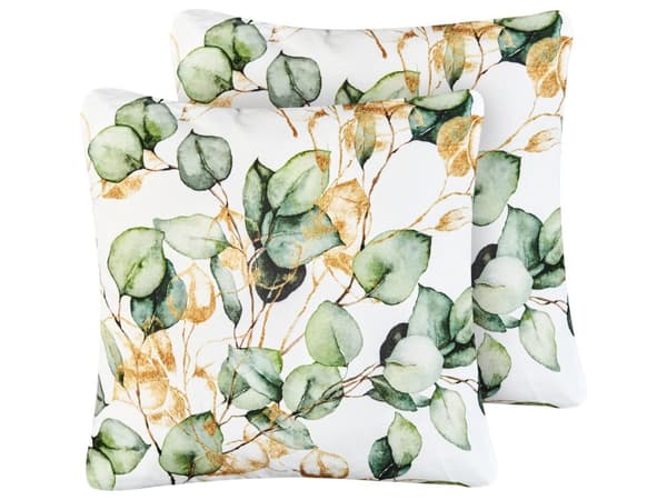 Havepuder Grøn Polyester 45 x 45 cm Udendørs Puder Vandtætte Hynder Mønstrede Pudesæt til Terrasse Udepuder Vandafvisende Havehynder