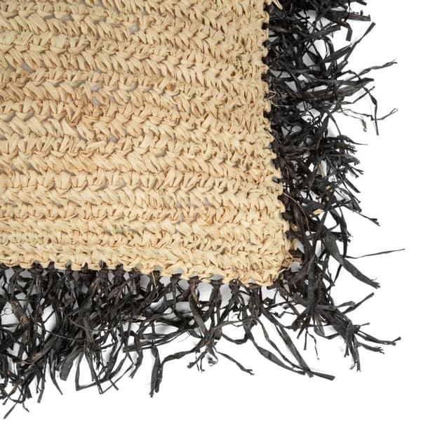 Raffia Kuddfodral Kvadratisk - Natur Svart - 60x60