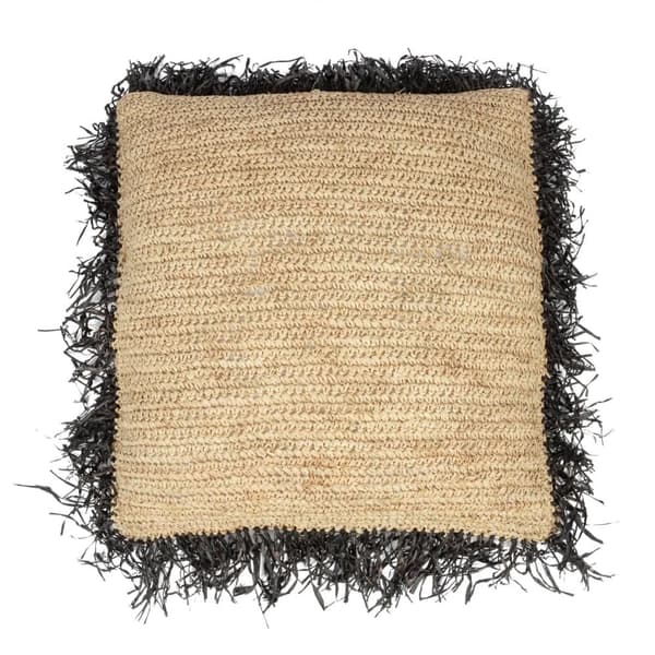 Raffia Kuddfodral Kvadratisk - Natur Svart - 60x60