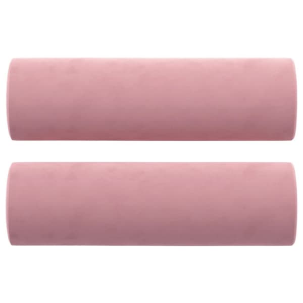 Prydnadskuddar 2 st rosa Ø15x50 cm sammet