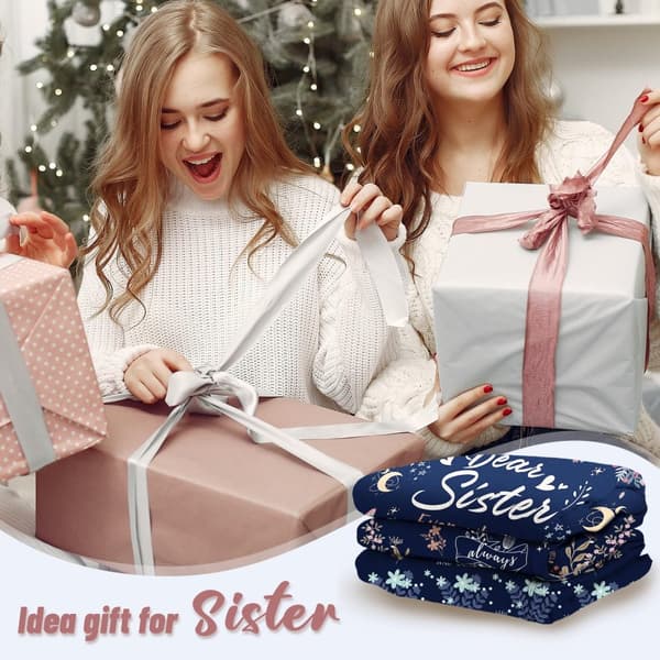OBOSOE Systerduskar – Gifter från syster/anteckning. Antipilling-flanelltröja. Till födelsedag, "Syster". 50×60 tum, navyblå