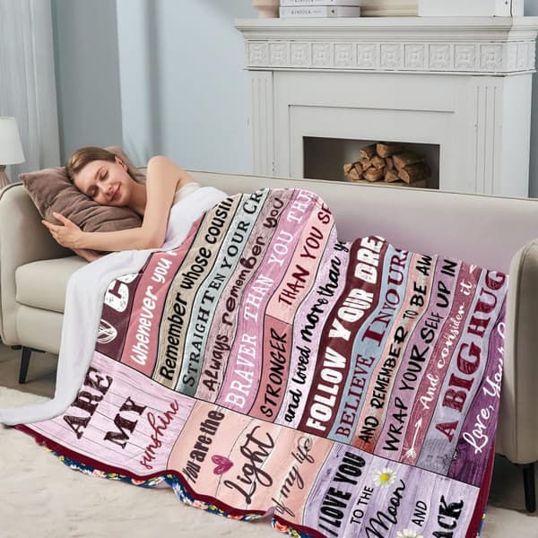 OBOSOE Fætter Duge til kvinder/piger – Fødselsdags-/jule-/taknemmelighedsgave. 50×60 tommer flannelsweater. "Til min fætter"