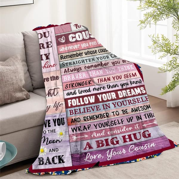 OBOSOE Fætter Duge til kvinder/piger – Fødselsdags-/jule-/taknemmelighedsgave. 50×60 tommer flannelsweater. "Til min fætter"