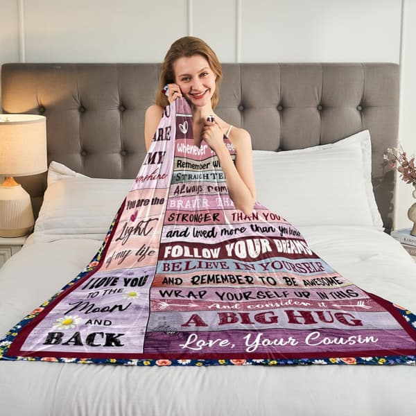 OBOSOE Fætter Duge til kvinder/piger – Fødselsdags-/jule-/taknemmelighedsgave. 50×60 tommer flannelsweater. "Til min fætter"