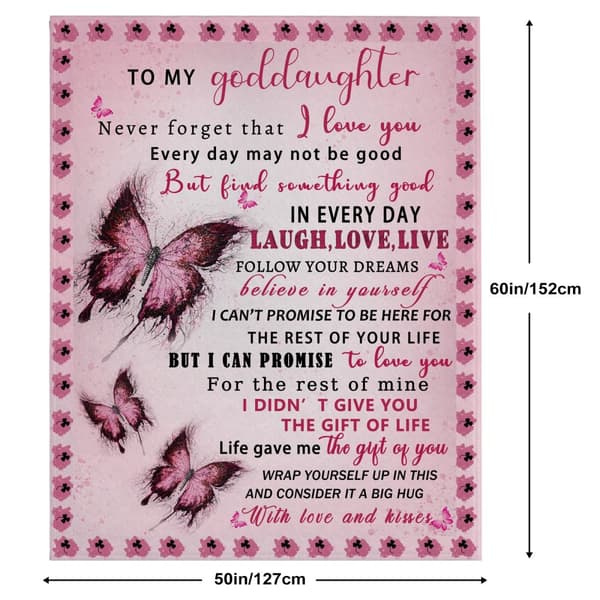 OBOSOE Gudsdotterdukar från gudmamma – Födelsedags-/mors dag-/julgifter. "Till min gudsdotter" – 60×50 tum rosa fjärilsdug