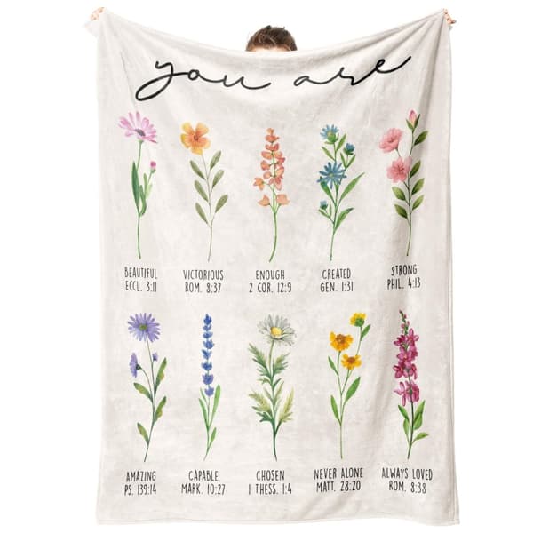 OBOSOE Gifter till kvinnor – Blommig tröja. Födelsedags-/uppmuntrande present till syster/vän/dotter/mamma. Mjukt 50×60 tum
