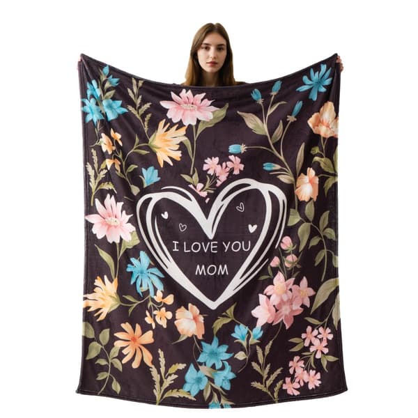 OBOSOE "Jeg elsker dig mor" sweater – Datter/søn. Mors dag/fødselsdagsgaver Mor/kvinde. Super blød sort flannel sweater – seng/sofa. 50×60 tommer