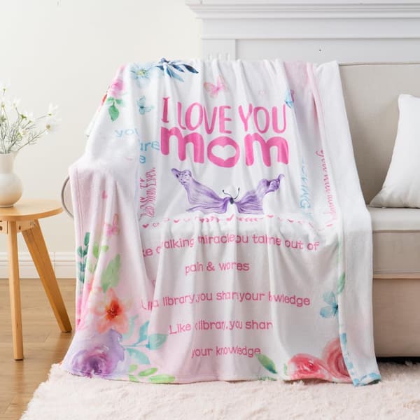 OBOSOE Årsminda/födelsedagsgåva till mamma – "Jag älskar dig mamma" tröja. Supermjuk flanelltröja – säng/soffa. 50×60 tum