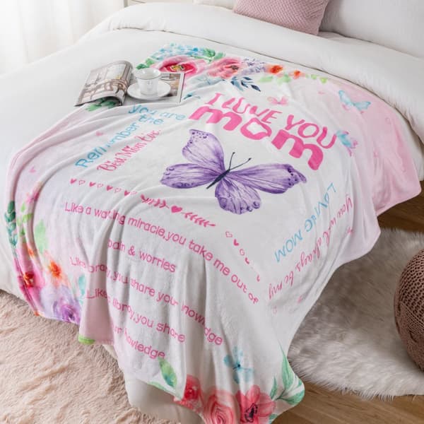 OBOSOE Årsminda/födelsedagsgåva till mamma – "Jag älskar dig mamma" tröja. Supermjuk flanelltröja – säng/soffa. 50×60 tum