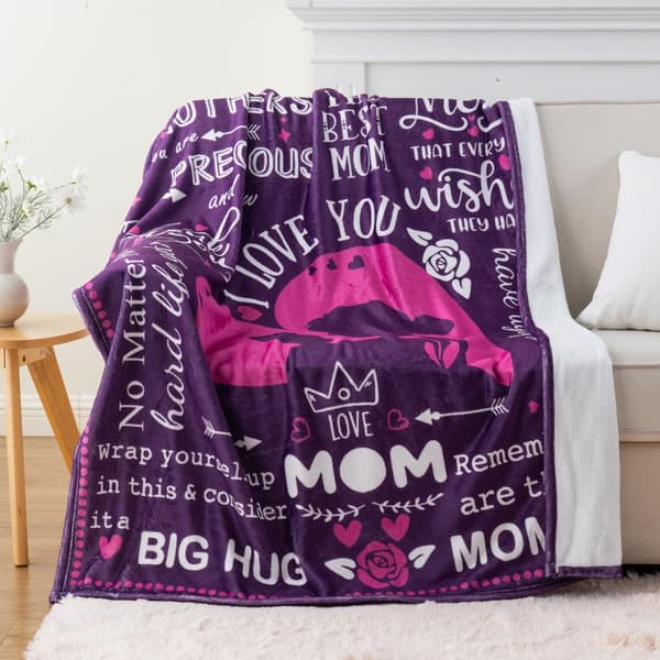 OBOSOE Super Sofa Varm Sweater til mor – Unikke fødselsdagsgaver fra datter/søn. Mors dag/fødselsdag/jul – Flannel sweater seng/sofa. 50×60" Lilla