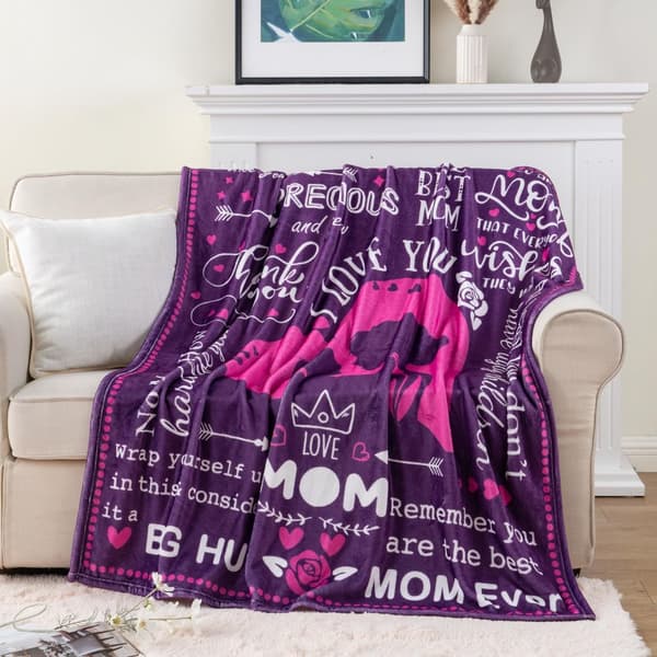 OBOSOE Super Sofa Varm Sweater til mor – Unikke fødselsdagsgaver fra datter/søn. Mors dag/fødselsdag/jul – Flannel sweater seng/sofa. 50×60" Lilla