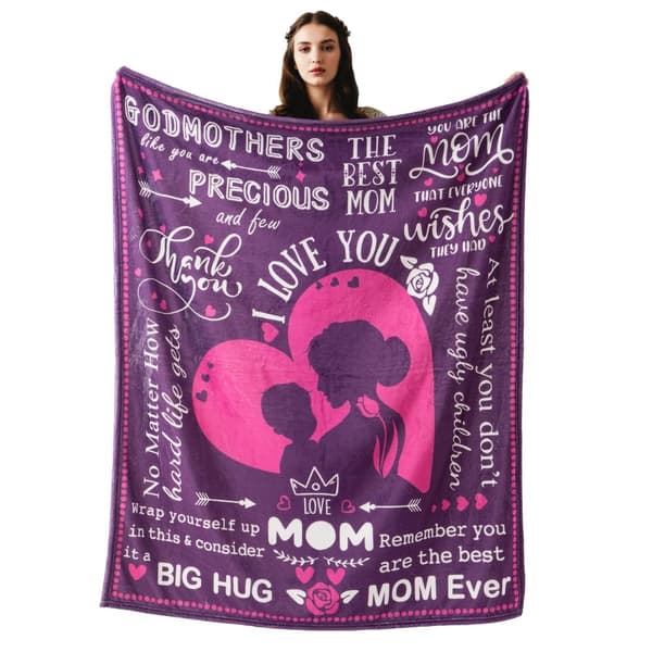 OBOSOE Supersoff varm tröja till mamma – Unika födelsedagsgåvor från dotter/son. Mors dag/födelsedag/jul – Flanelltröja säng/soffa. 50×60 tum lila
