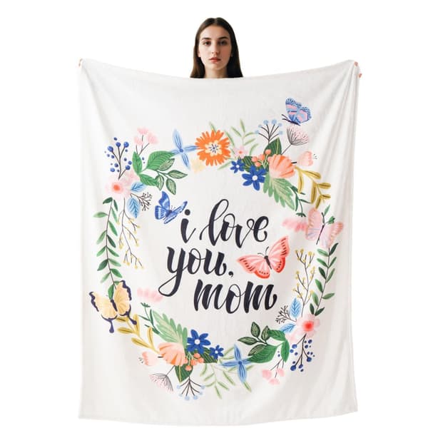 OBOSOE Årsminda/födelsedagsgåva till mamma från dotter/son – "Jag älskar dig mamma" tröja. Supermjuk flanelltröja – soffa/säng. 50×60 tum