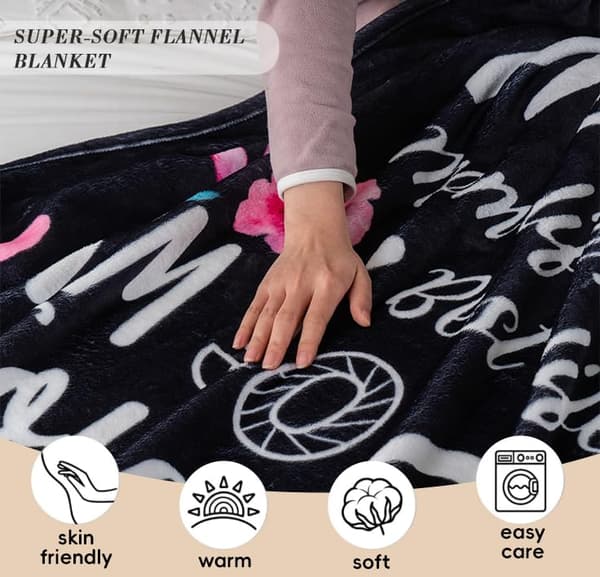 OBOSOE Fødselsdagsgave til mor fra datter/søn – Mor sweater. Super blød sort flannel sweater – seng/sofa. 50×60 tommer