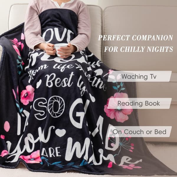 OBOSOE Fødselsdagsgave til mor fra datter/søn – Mor sweater. Super blød sort flannel sweater – seng/sofa. 50×60 tommer