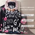 Miniatyrbillede 8 af 9: OBOSOE Fødselsdagsgave til mor fra datter/søn – Mor sweater. Super blød sort flannel sweater – seng/sofa. 50×60 tommer