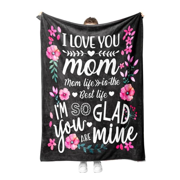 OBOSOE Årsminda/födelsedagsgåva till mamma från dotter/son – Mamma-tröja. Supermjuk svart flanelltröja – säng/soffa. 50×60 tum