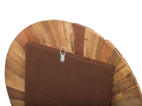 Vægdekoration Lyst og Mørkt Teaktræ ø 60 cm Rund Vægpynt til Hjemmet på Væggen Rustik Vintage Splintret Dekor Design Stue Soveværelse
