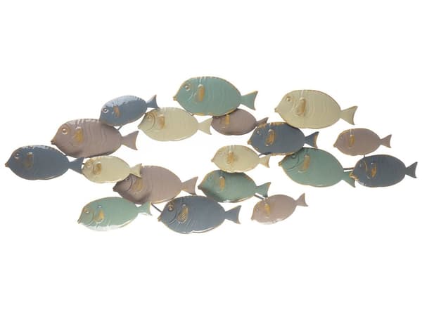 Vægdekoration Flerfarvet Metal 47 x 123 cm Moderne Flok af Fisk Eklektisk Vægpynt til Soveværelse Ting til Væggen Stue Indretning Tilbehør