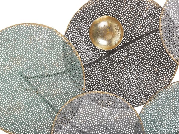 Vægdekoration Grøn Sort Grå Flerfarvet Metal 49 x 91 cm Vægpynt til Stuen Cirkler Runde Skiver Industrielt Design over Sofa Soveværelse