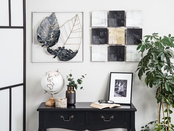 Seinäkoriste monivärinen metalli 50 x 50 cm koukuilla geometrinen neliö moderni glamour