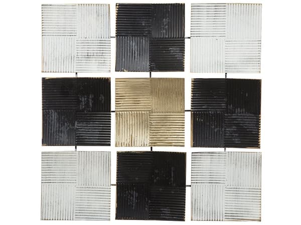 Seinäkoriste monivärinen metalli 50 x 50 cm koukuilla geometrinen neliö moderni glamour