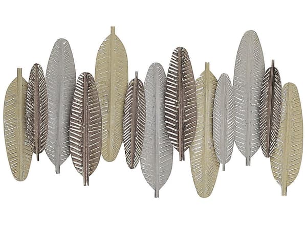 Vægdekoration Guld og Sølv Metal 66 x 37 cm Fjer mønster Industriel Moderne Design