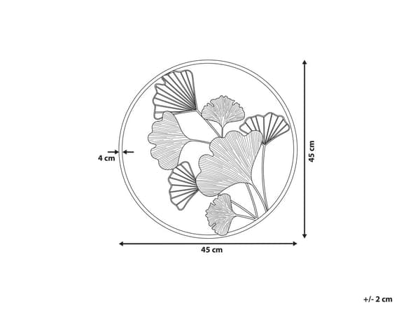 Seinäkoriste kulta metalli lehti muoto pyöreä kehys 45 cm moderni tyyli