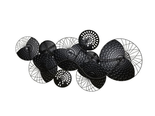 Vægdekoration Sort og Sølv Metal 50 x 118 cm Cirkler Moderne Stil Stue og Værelsesdekoration Blomstereffekt
