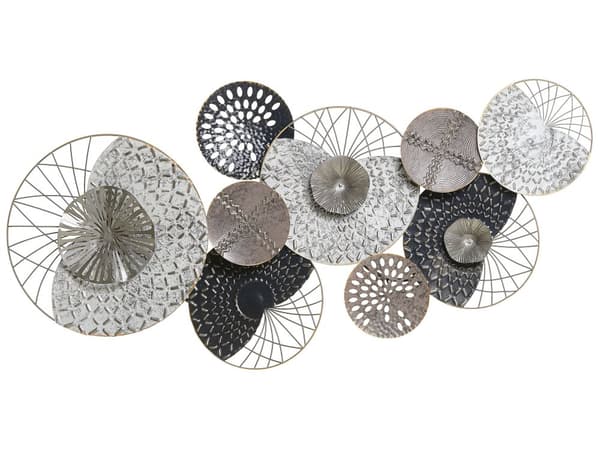 Vægdekoration Sort og Sølv Metal 50 x 118 cm Cirkler Moderne Stil Stue og Værelsesdekoration Blomstereffekt
